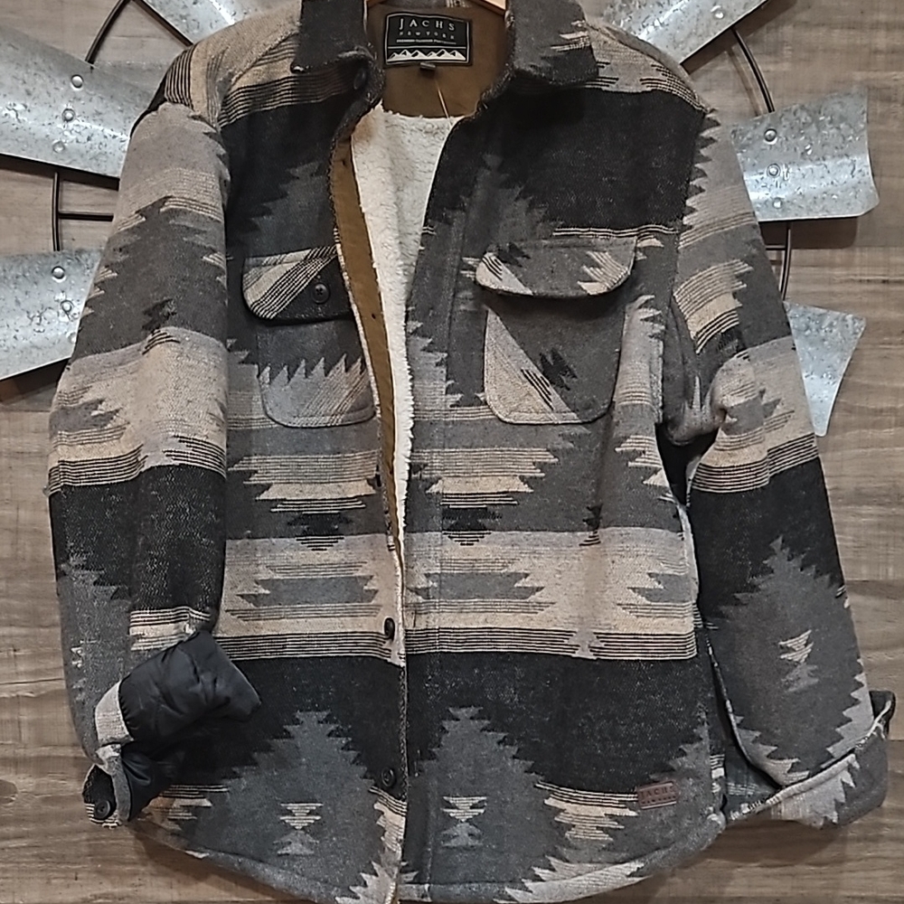 Jachs Men's Aztec Pattern Jacket - Black and Beige